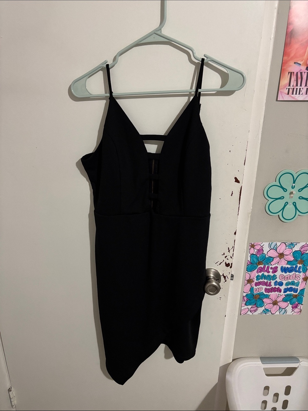 Junior's L Charlotte Russe Asymmetrical Camisole Dress Black - Polyester Blend